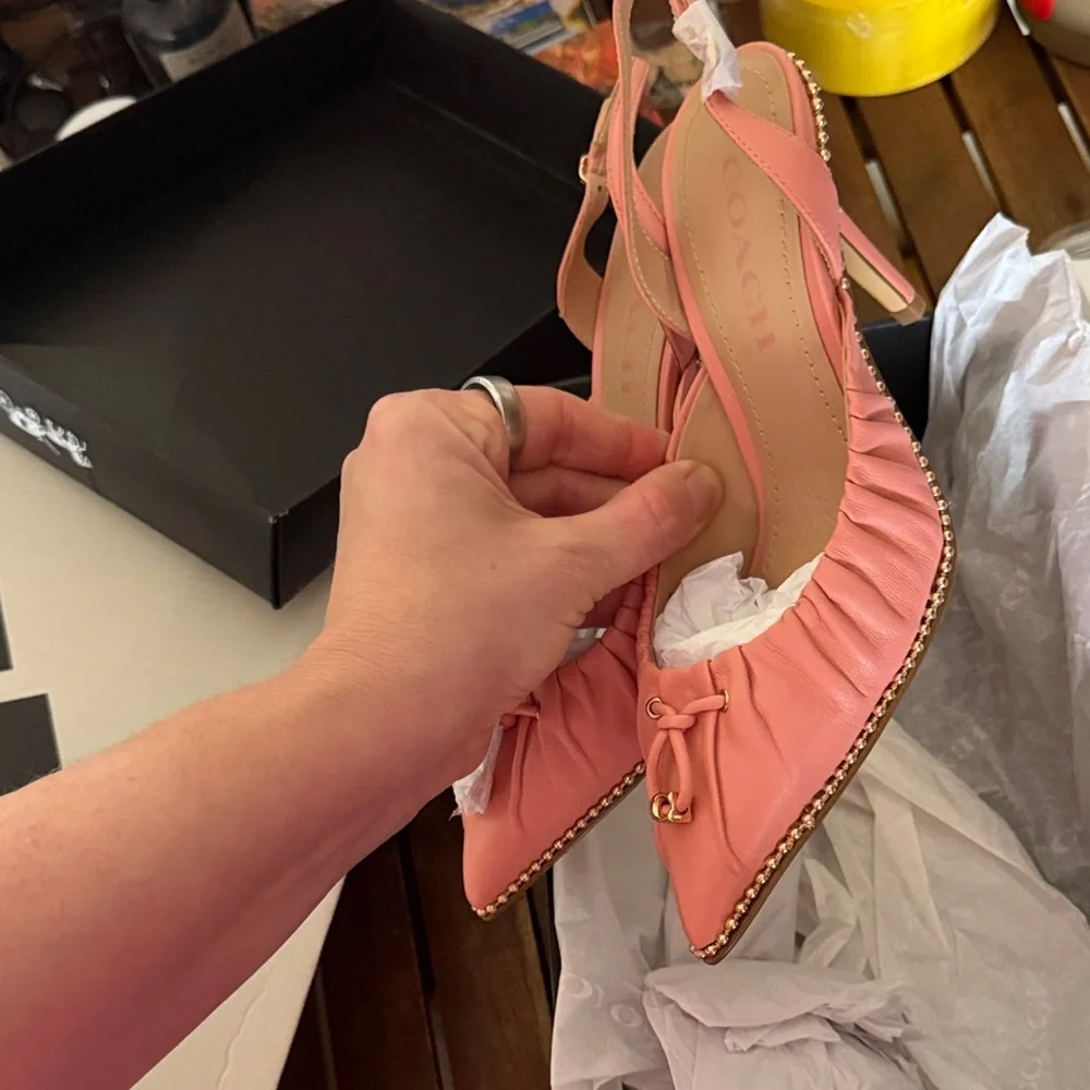 Coach Coral Slingback Heels with Gold Accents - Picture 3 of 4